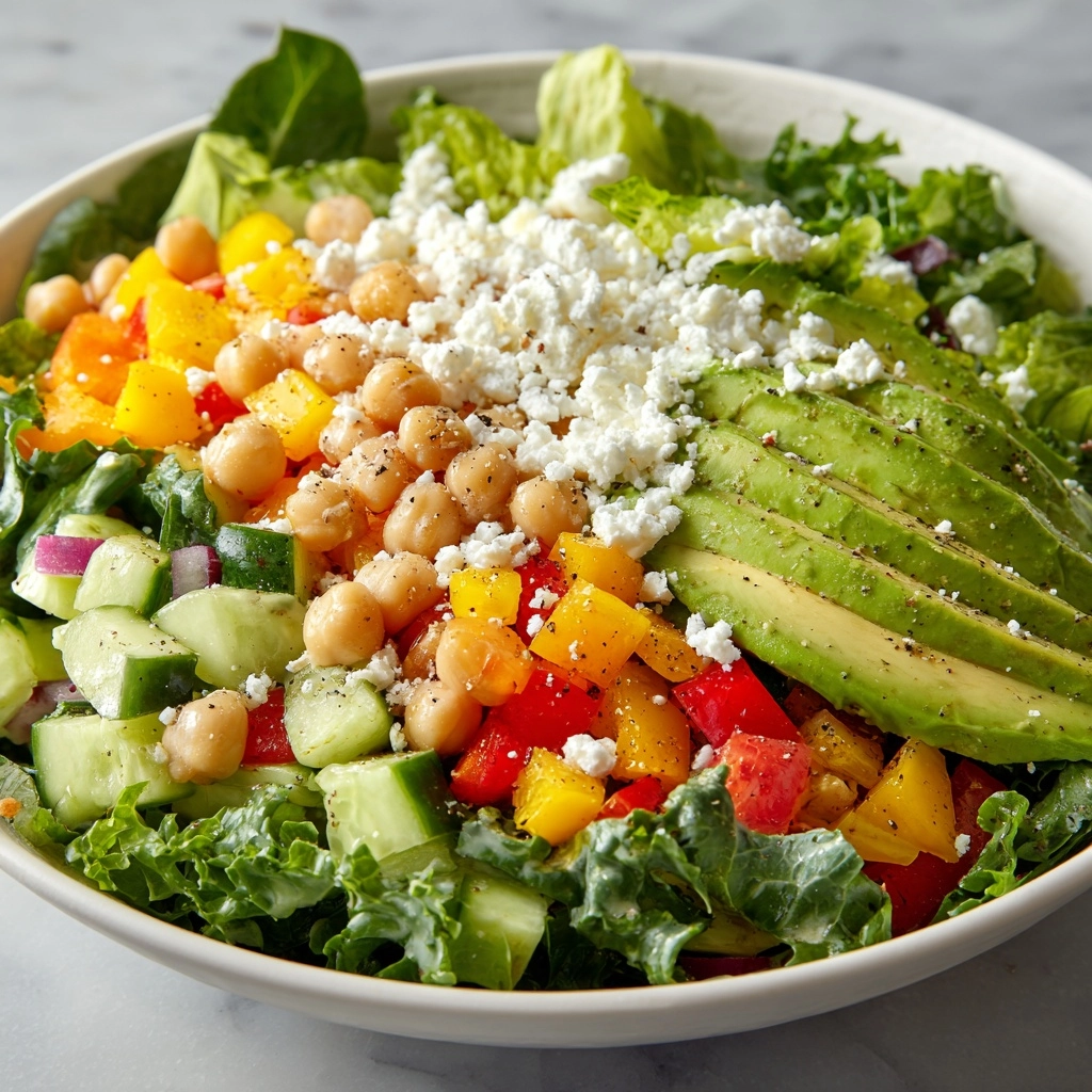 Chopped Salad with Chickpeas, Feta, and Avocado Recipe - Recipe Image