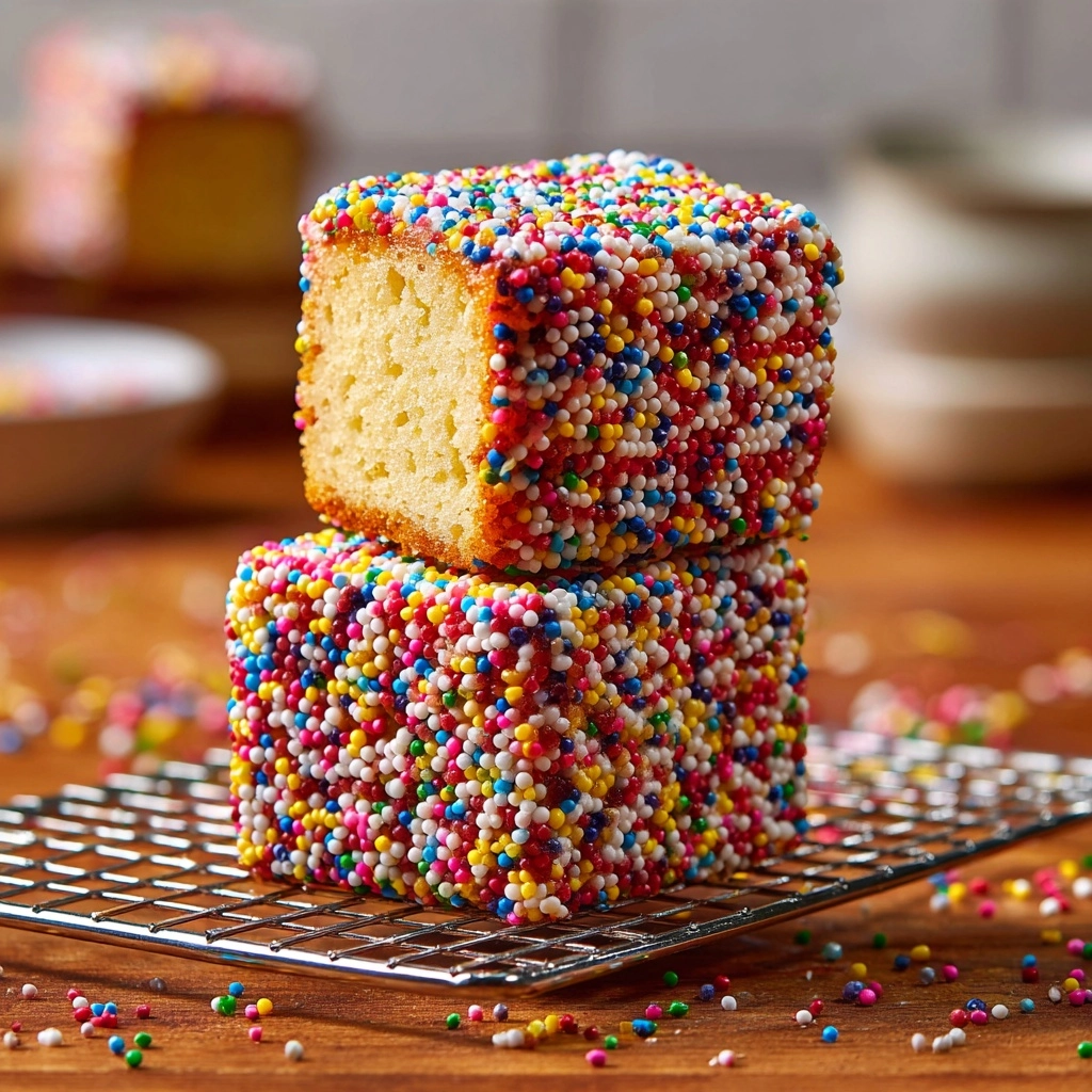 Fairy Bread Lamingtons Recipe - Recipe Image