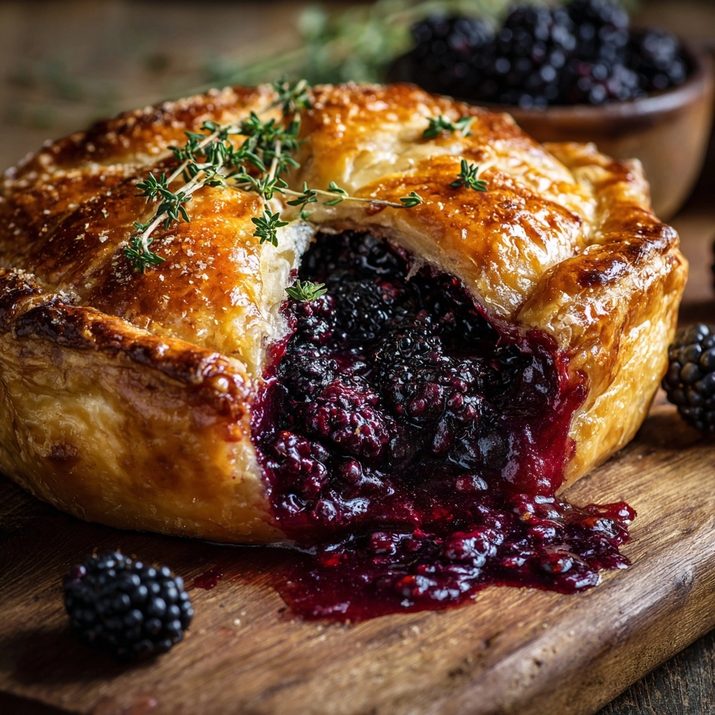 Blackberry Thyme Baked Brie En Croute Recipe - Recipe Image