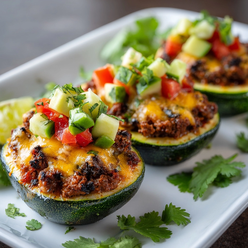 Ground Turkey Taco Stuffed Zucchini Boats Recipe - Recipe Image