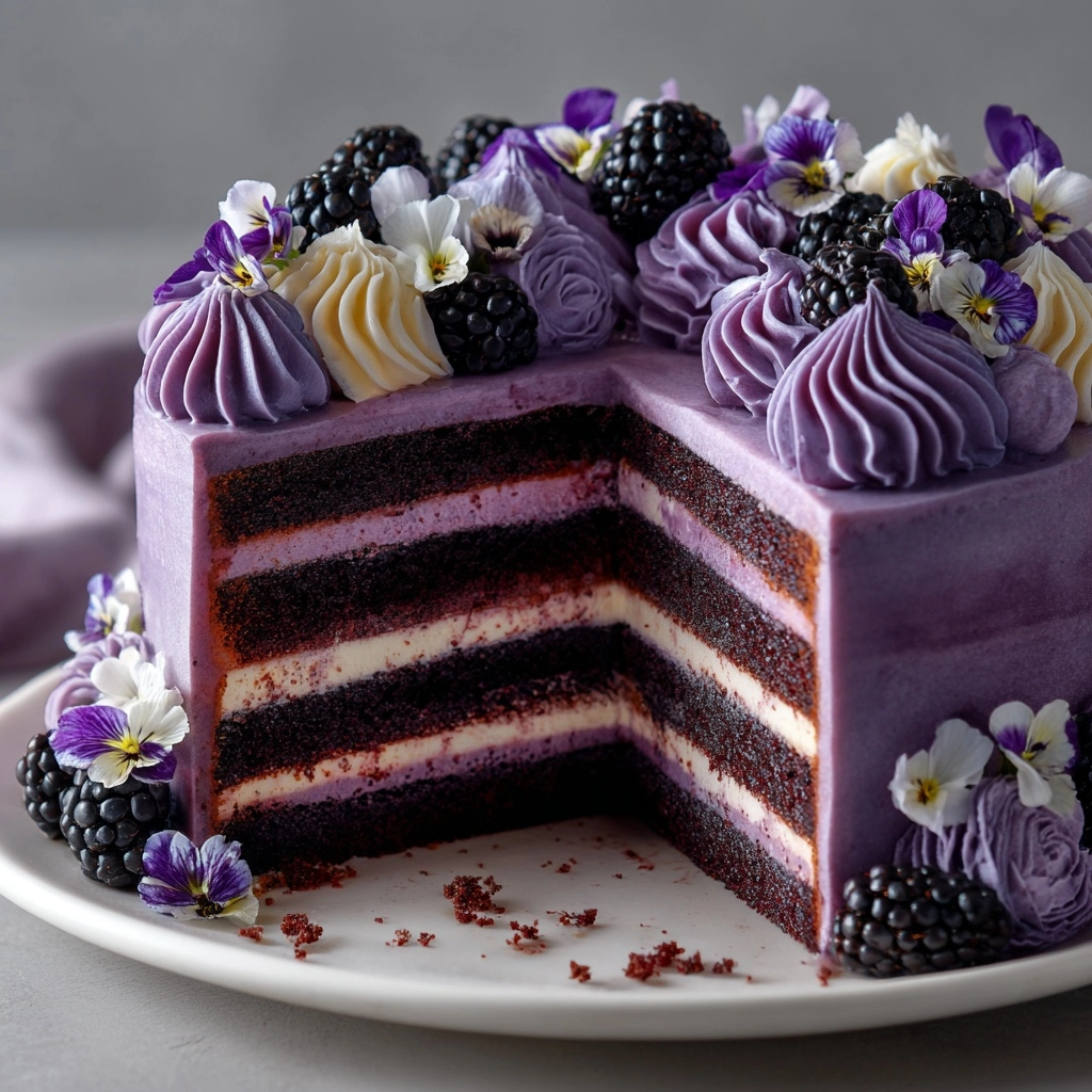 Purple Velvet Cake with White Chocolate Cream Cheese Frosting Recipe - Recipe Image