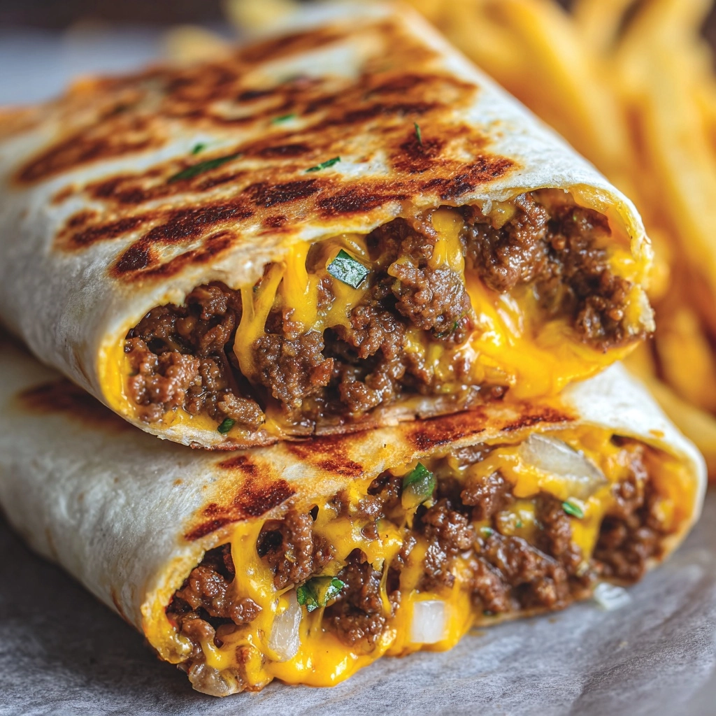 Cheesy Beef Burritos with Crispy Fries Recipe - Recipe Image