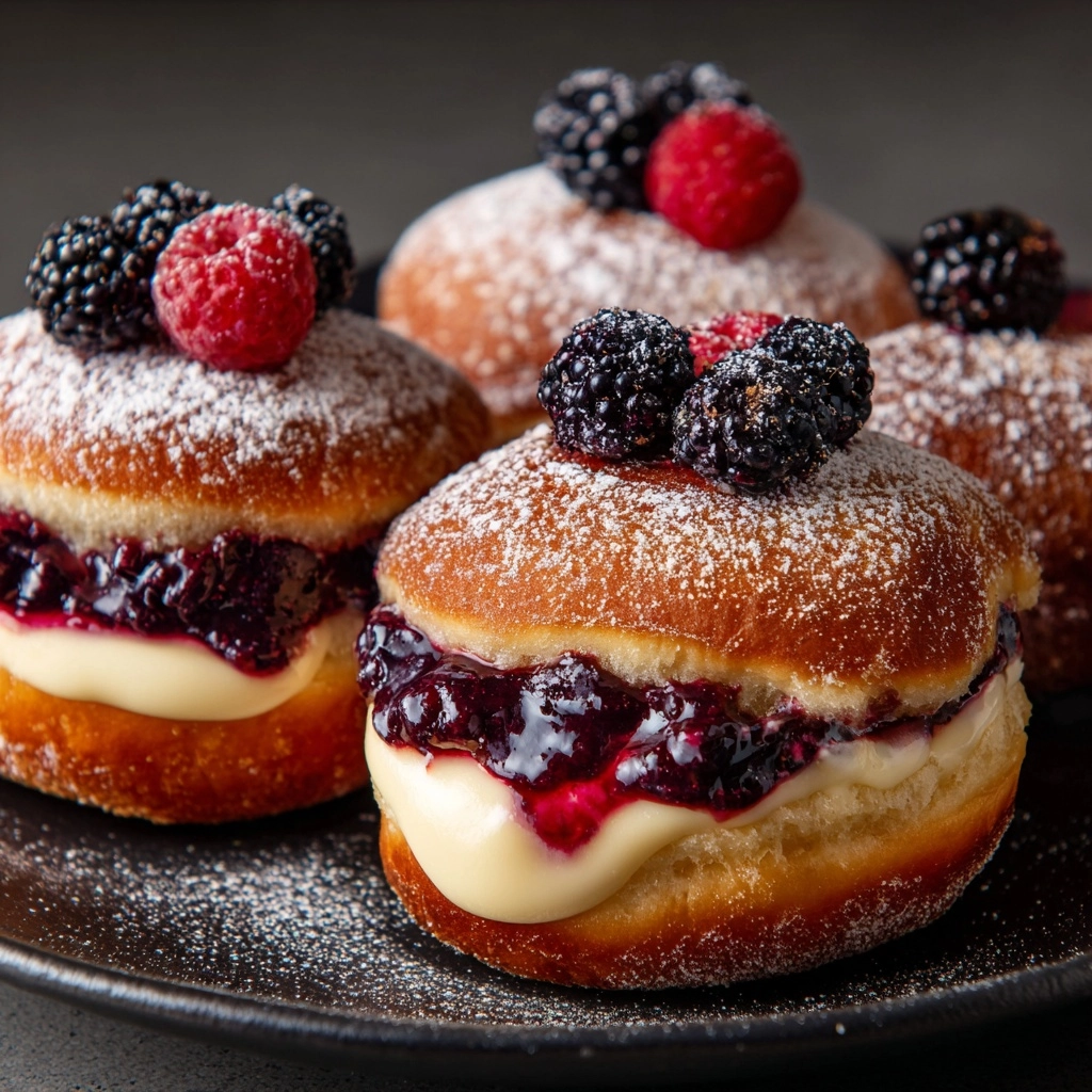 Summer Fruit Cheesecake Stuffed Brioche Doughnuts Recipe - Recipe Image