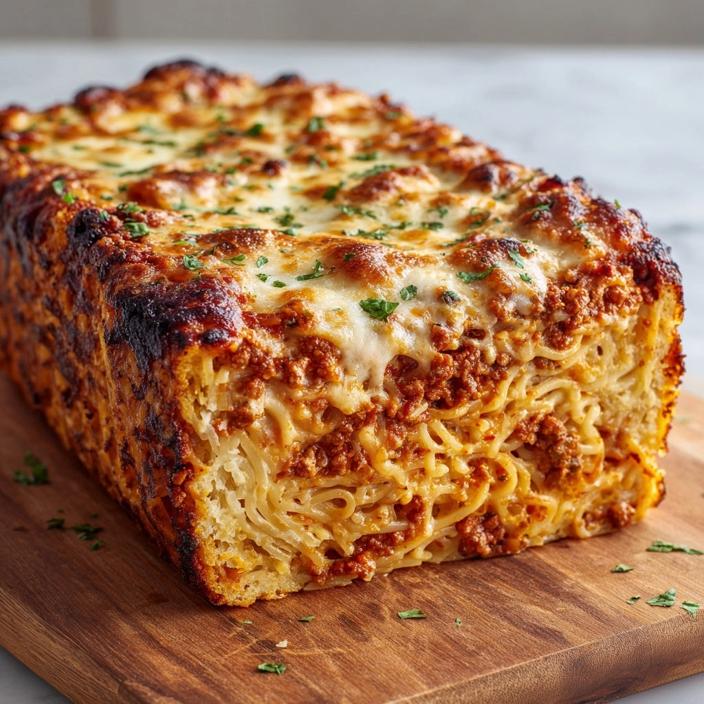 Spaghetti-Stuffed Garlic Bread Recipe - Recipe Image
