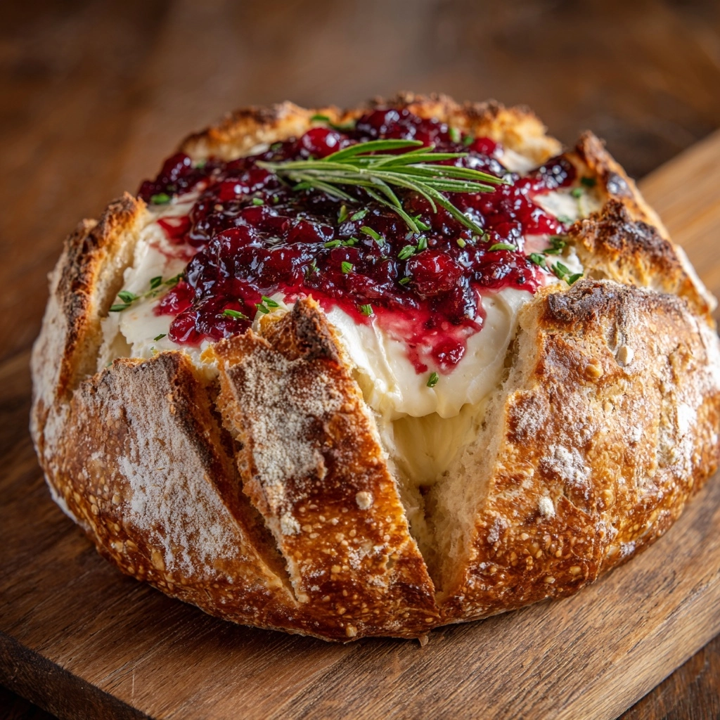 Baked Cranberry Brie Bread Bowl Recipe - Recipe Image