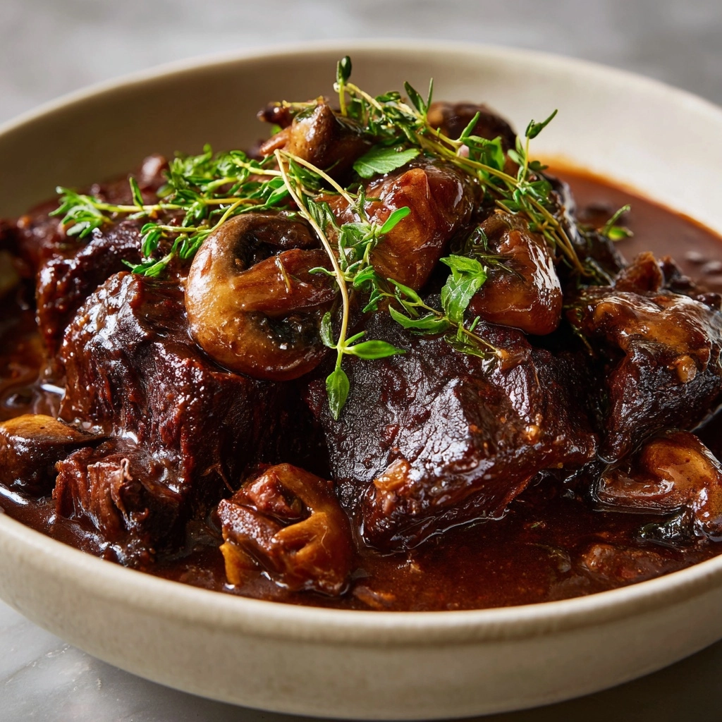 Classic French Beef Stew and Mushrooms Recipe - Recipe Image