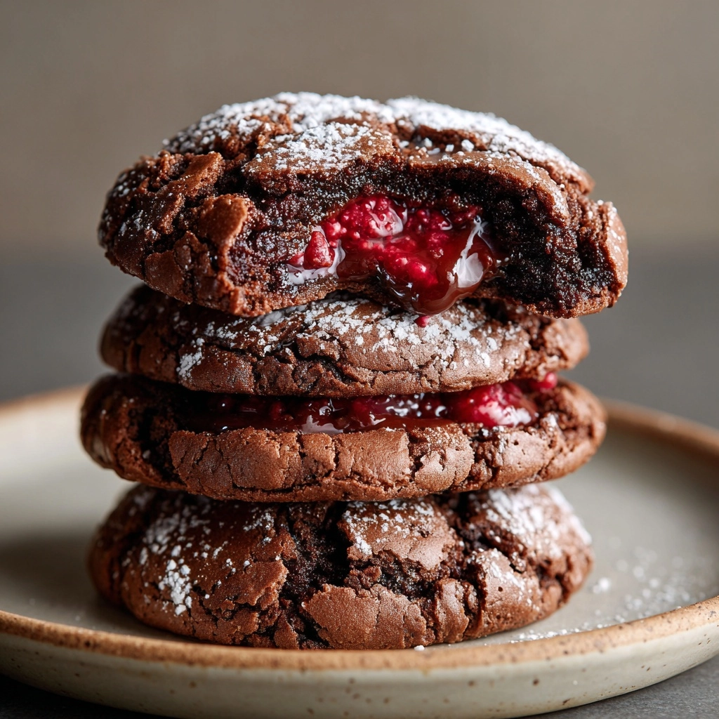 Chocolate Raspberry Crinkle Cookies Recipe - Recipe Image