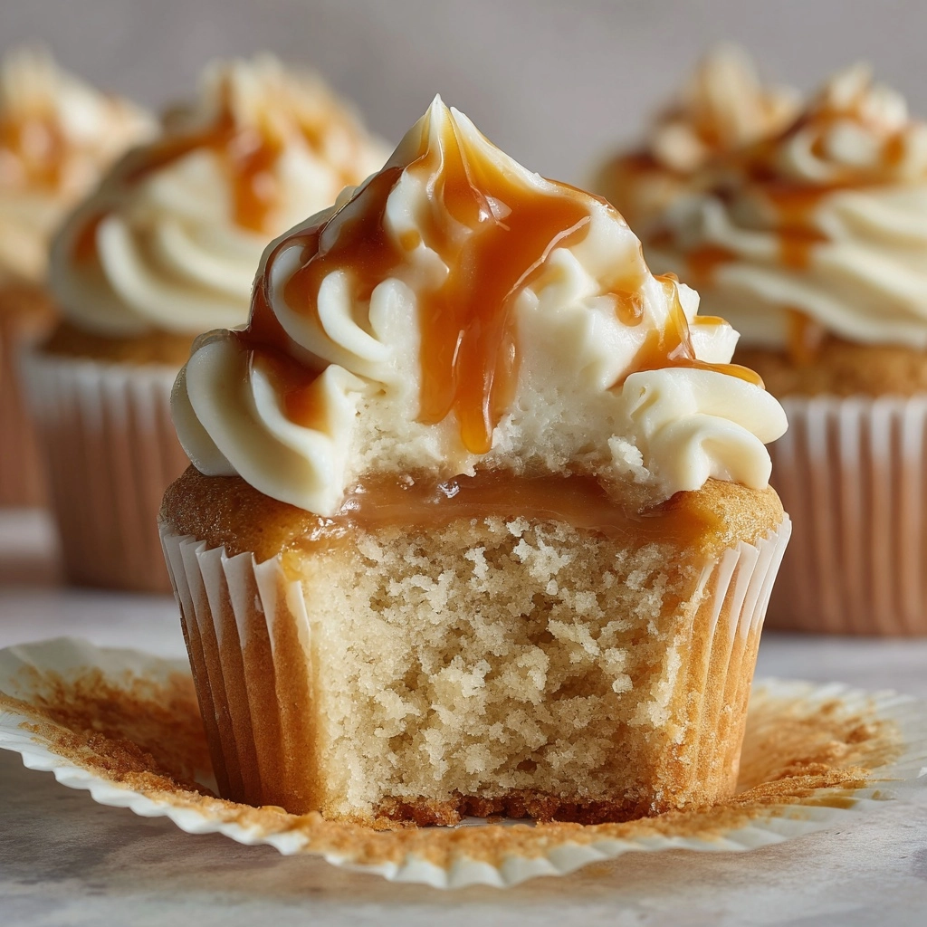 Caramel Cream-Filled Cupcakes Recipe - Recipe Image
