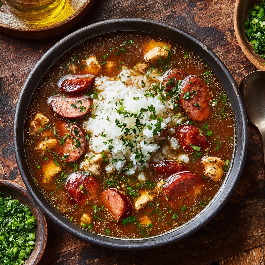 Authentic Cajun Sausage and Chicken Gumbo Recipe - Recipe Image