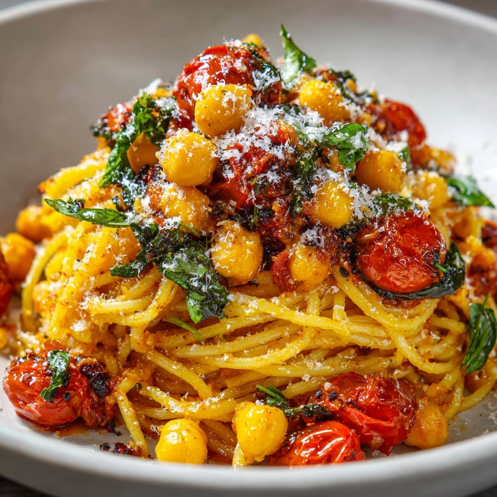 Slow Roasted Chickpea and Tomato Pasta Recipe - Recipe Image