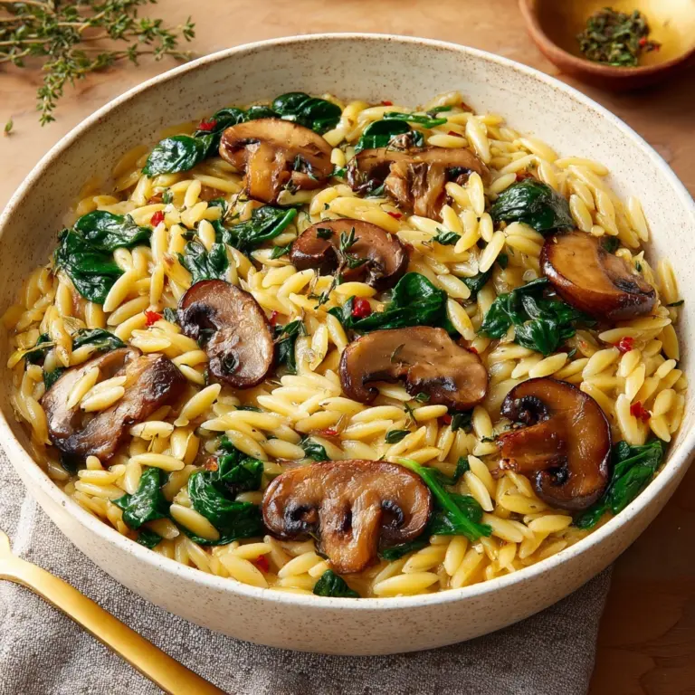 Creamy Spinach and Mushroom Orzo Recipe