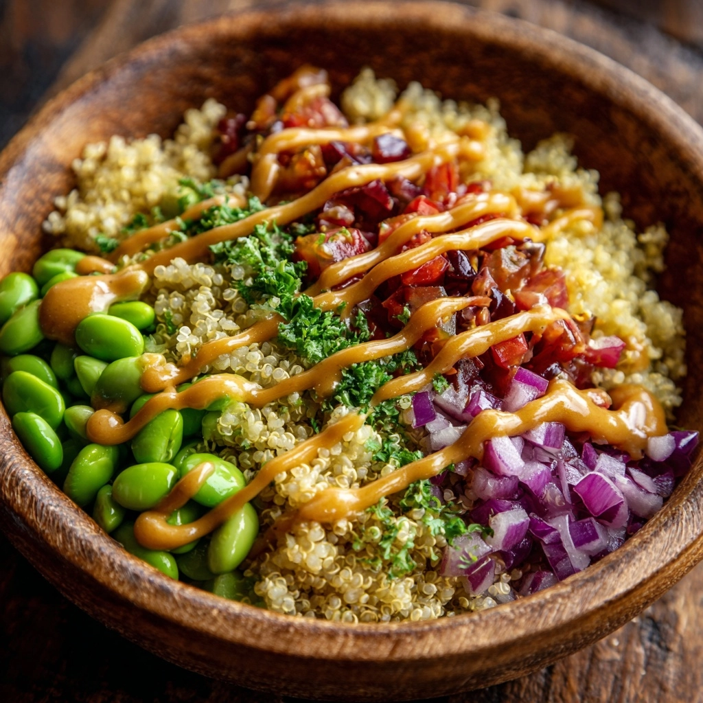 Quinoa Edamame Salad With Creamy Peanut Dressing Recipe - Recipe Image
