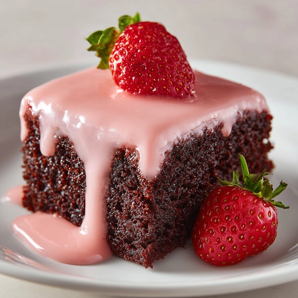 Strawberry Brownies with Pink Glaze Recipe - Recipe Image