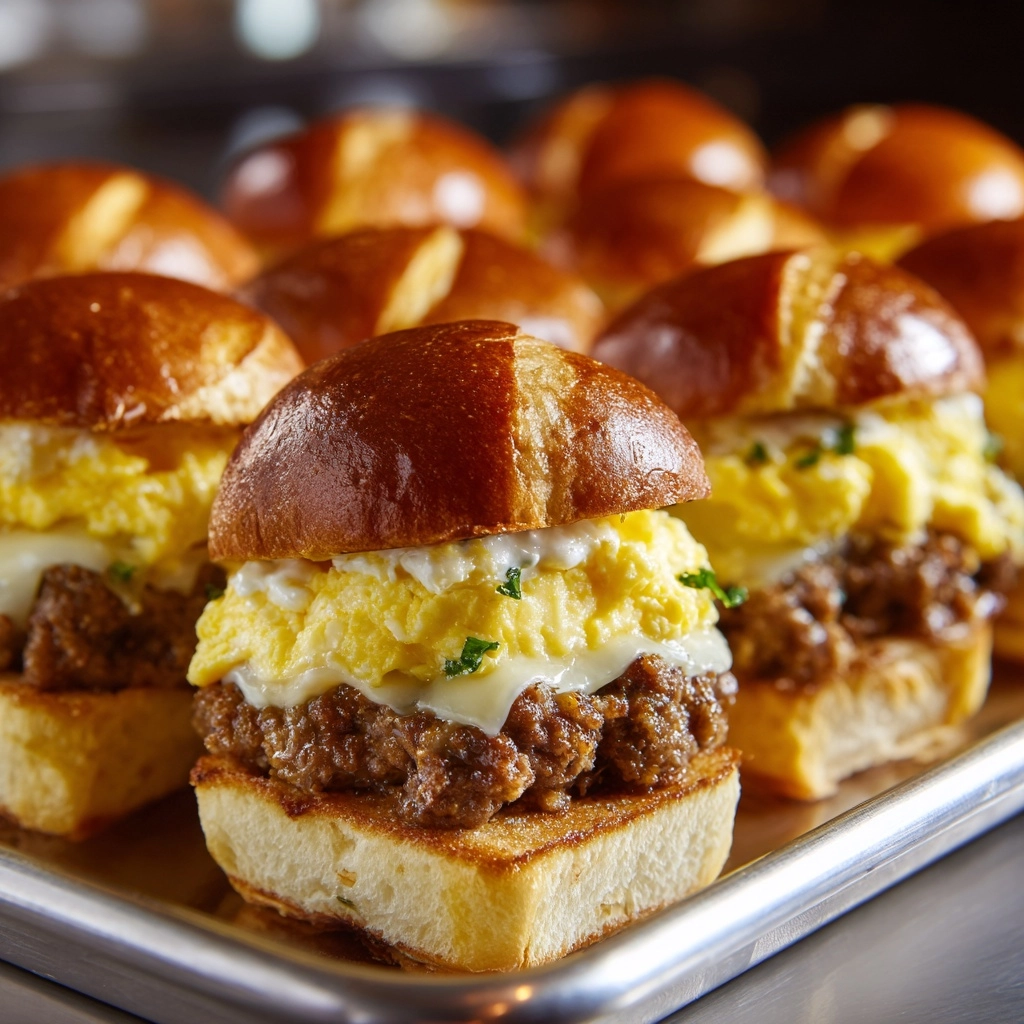 Hawaiian Roll Breakfast Sliders with Sausage, Egg & Cheese Recipe - Recipe Image