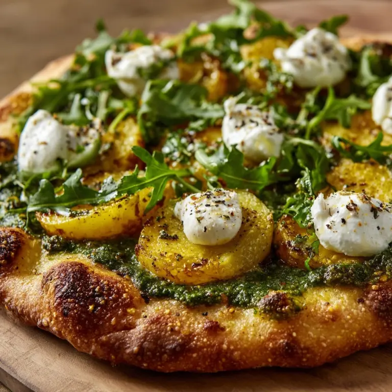 Artichoke Pesto and Burrata Pizza with Lemony Arugula Recipe