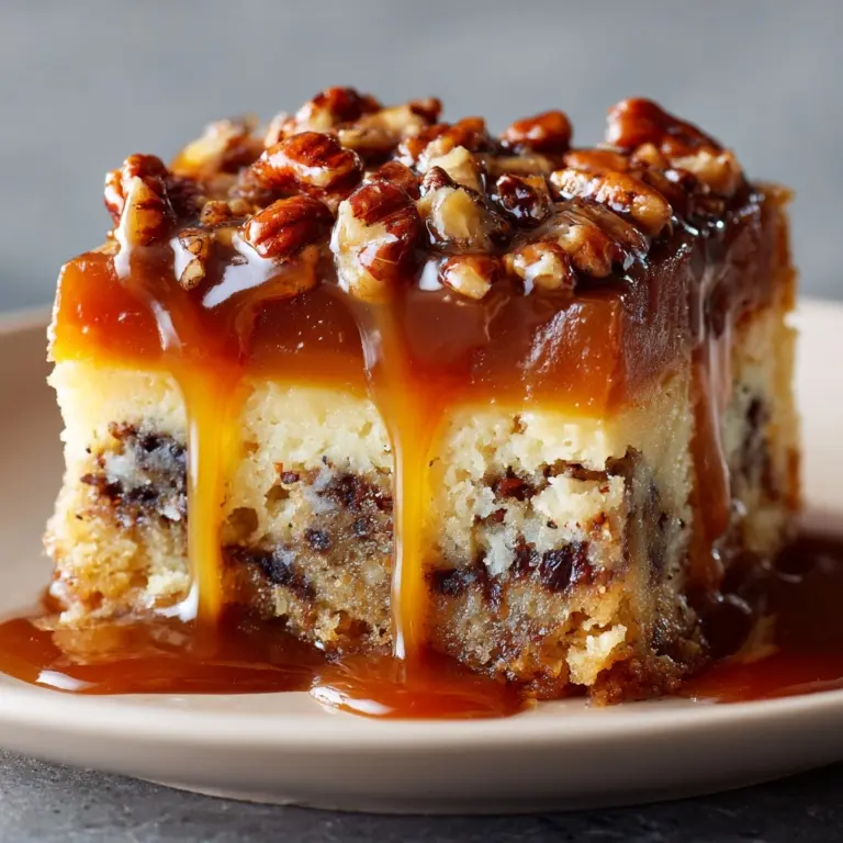 Caramel Turtle Poke Cake Recipe