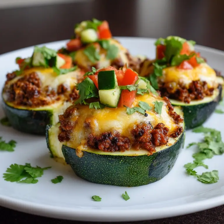Ground Turkey Taco Stuffed Zucchini Boats Recipe