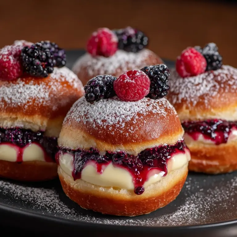 Summer Fruit Cheesecake Stuffed Brioche Doughnuts Recipe