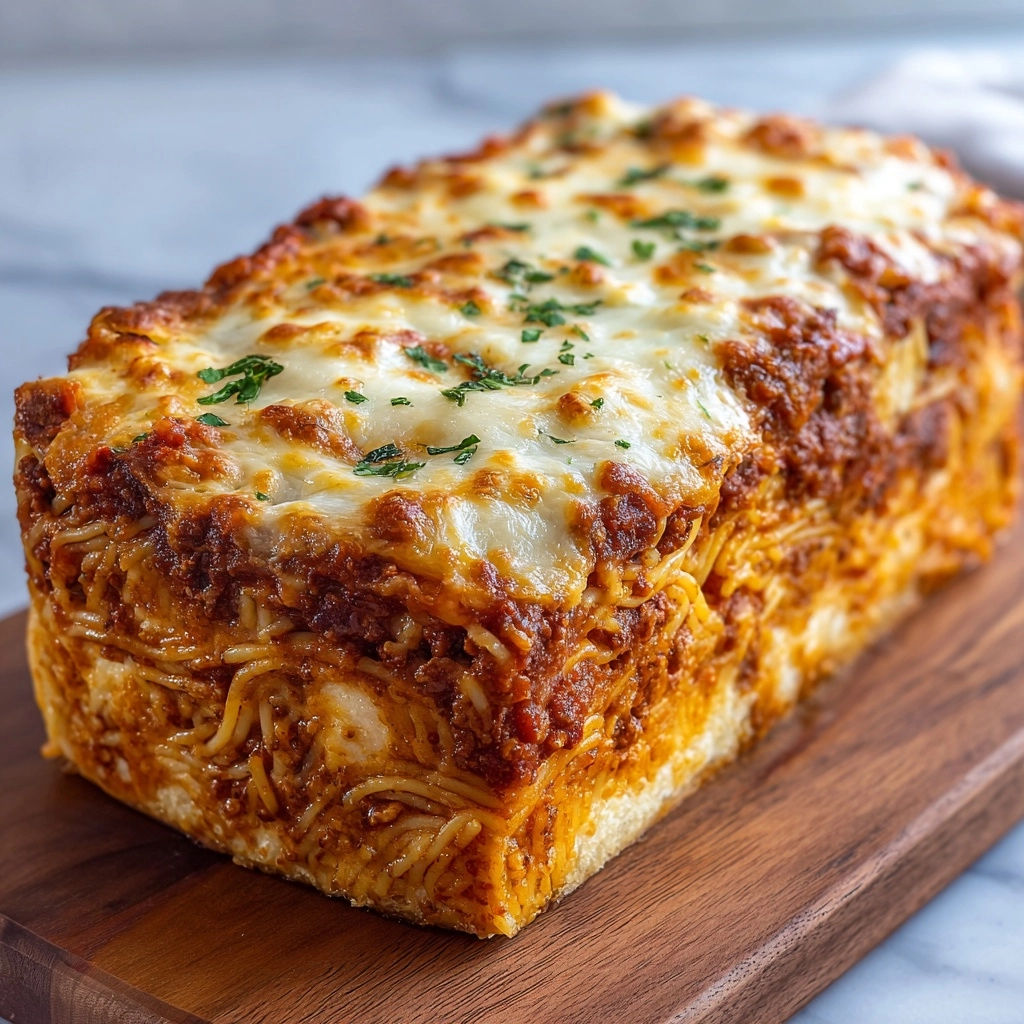 Spaghetti-Stuffed Garlic Bread Recipe