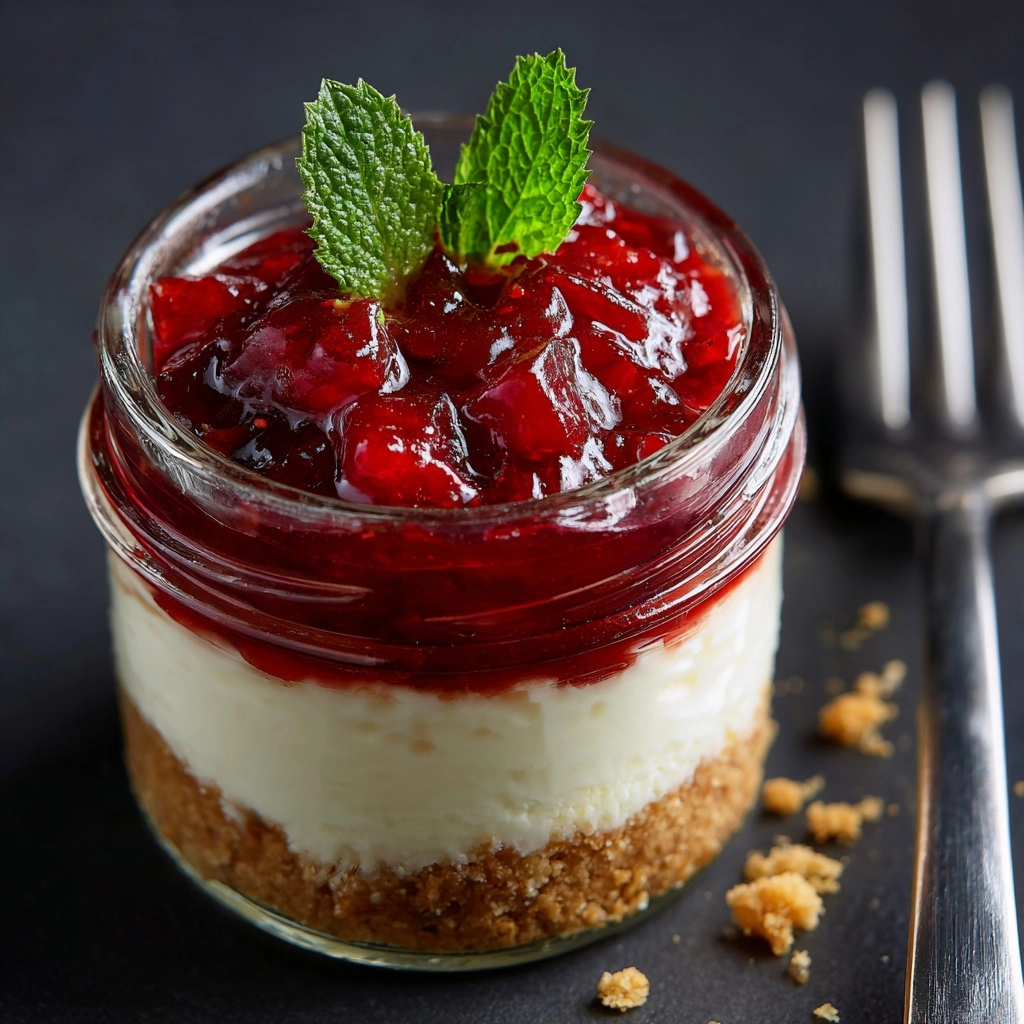 No-Bake Rhubarb Cheesecake Jars Recipe - Recipe Image
