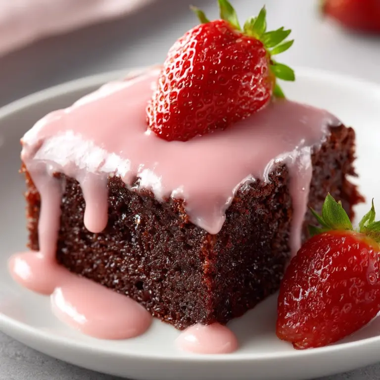 Strawberry Brownies with Pink Glaze Recipe