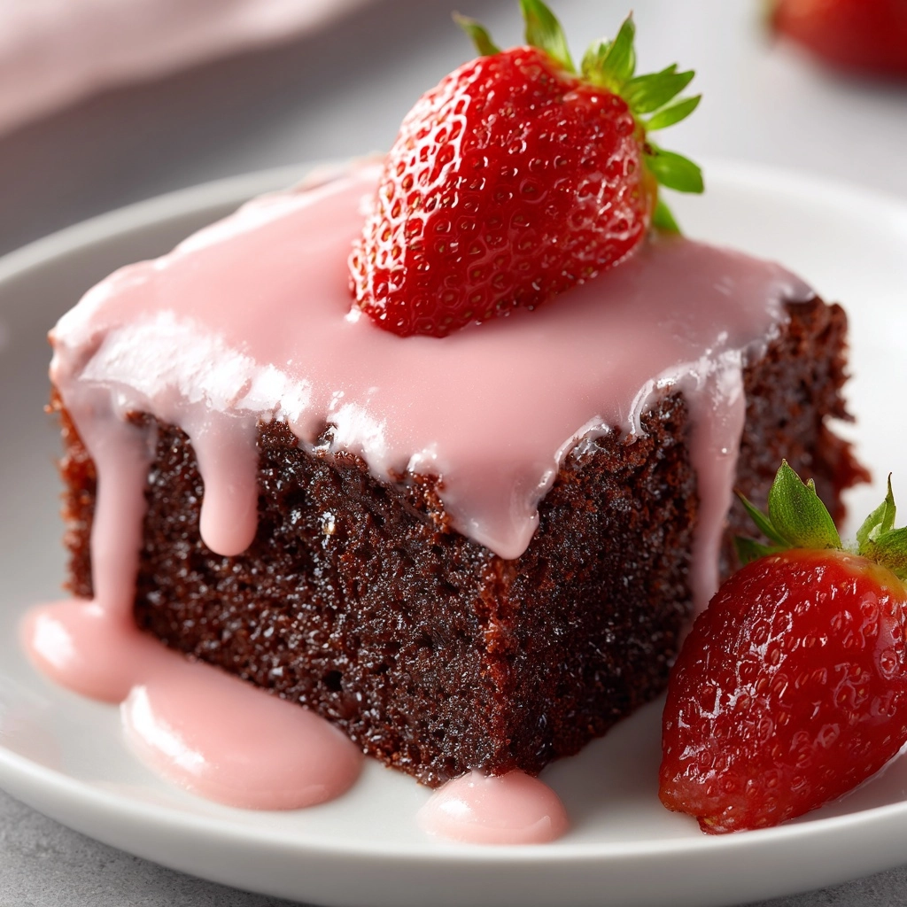 Strawberry Brownies with Pink Glaze Recipe