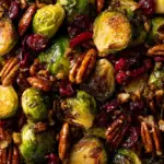 Balsamic Roasted Brussels Sprouts with Cranberries & Pecans Recipe
