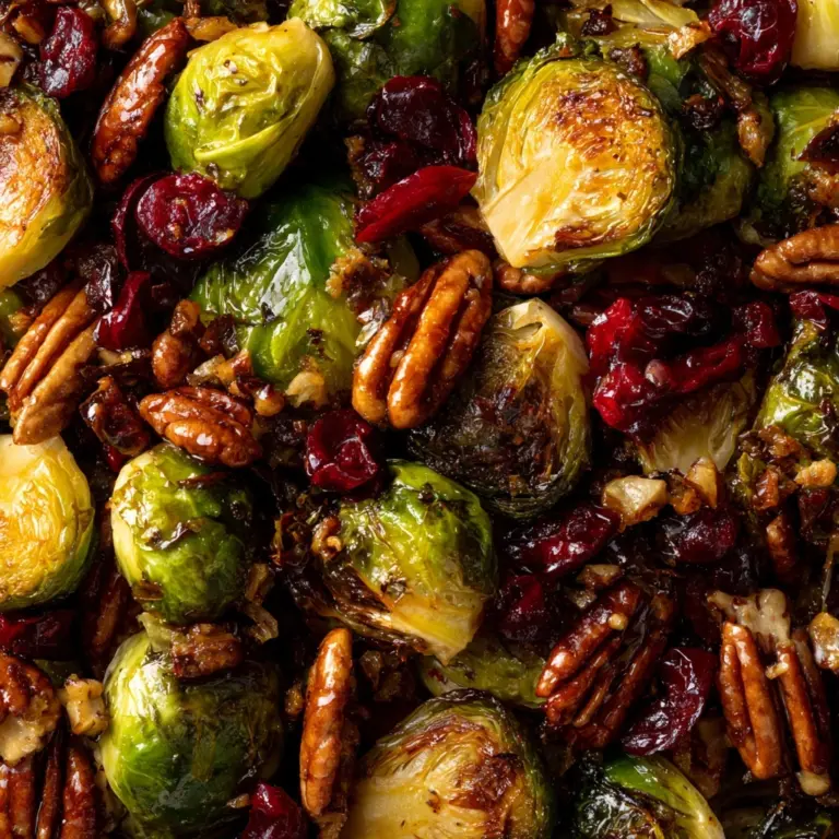 Balsamic Roasted Brussels Sprouts with Cranberries & Pecans Recipe