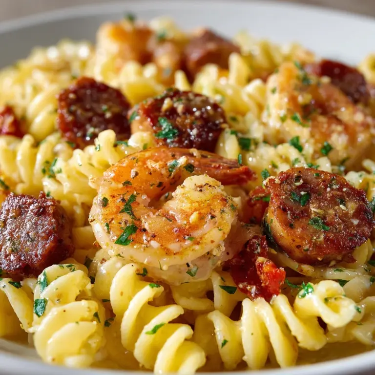 Garlic Butter Shrimp and Sausage Skillet Pasta Recipe