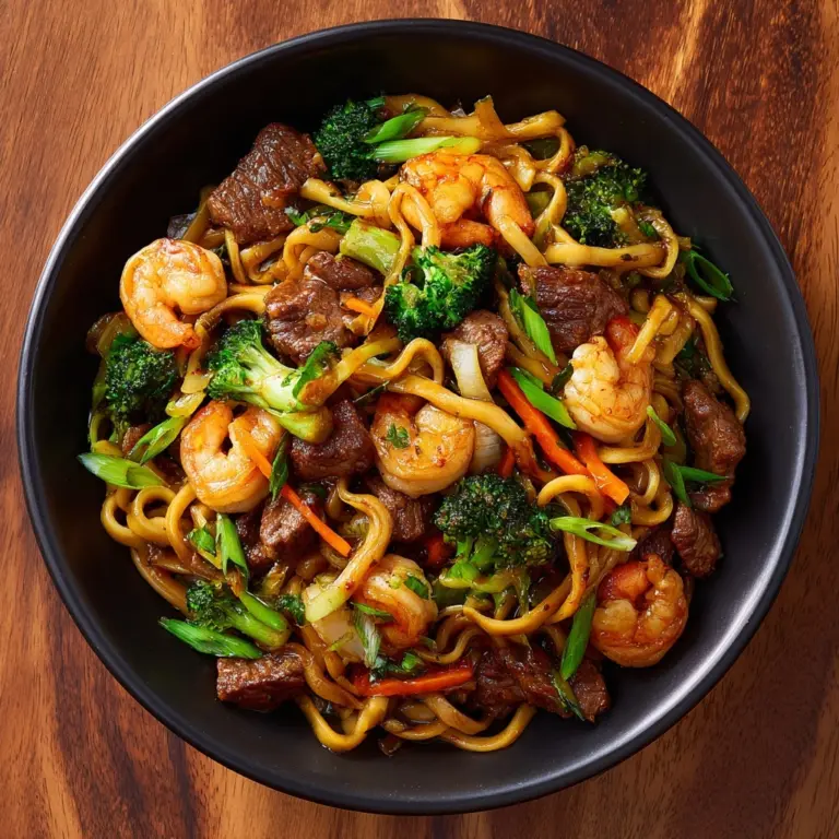 Steak & Shrimp Stir-Fried Noodles Recipe