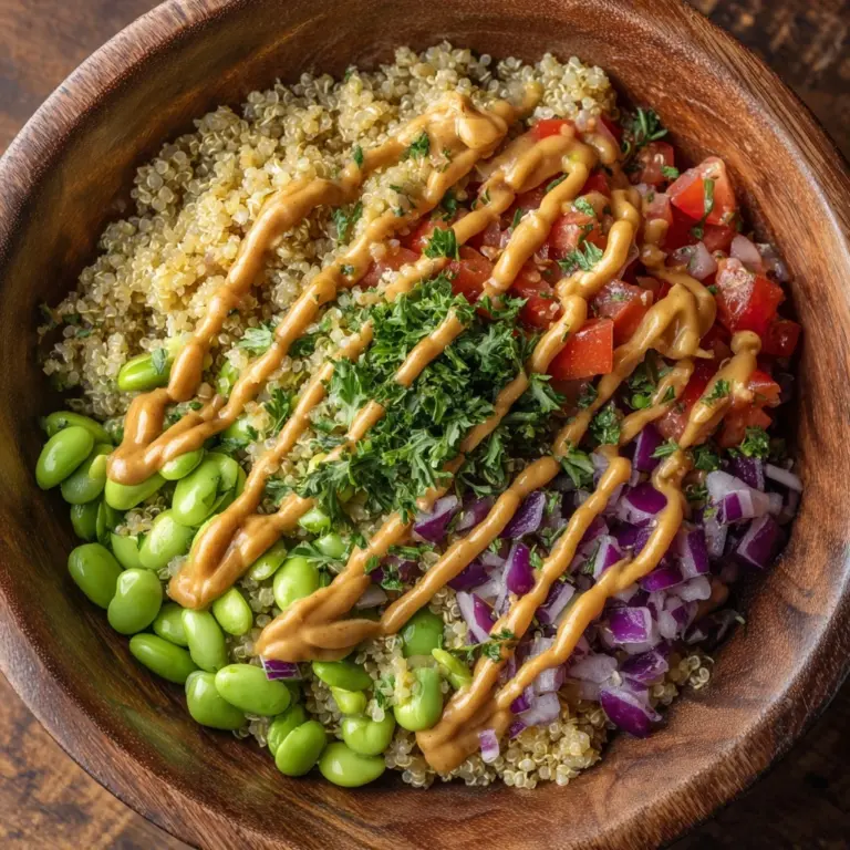 Quinoa Edamame Salad With Creamy Peanut Dressing Recipe