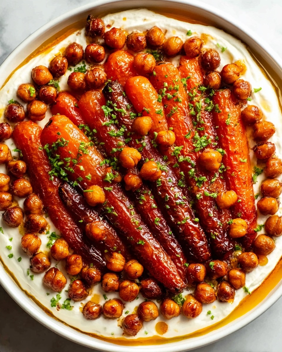 Spicy Maple Roasted Carrots with Crispy Chickpeas and Yogurt Sauce Recipe - Recipe Image