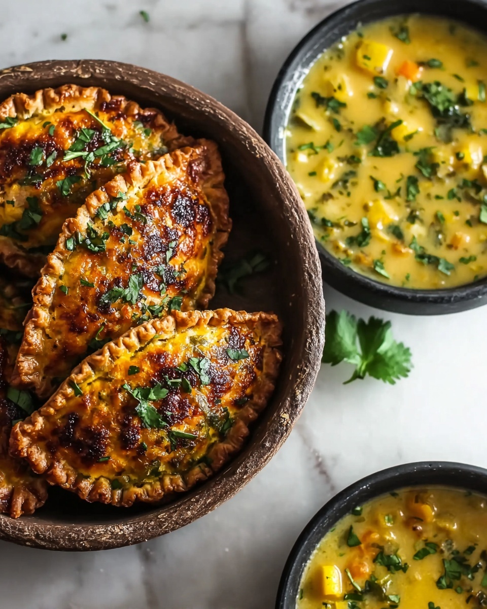 Curried Potato Pasties with Quick Coriander Chutney Recipe - Recipe Image