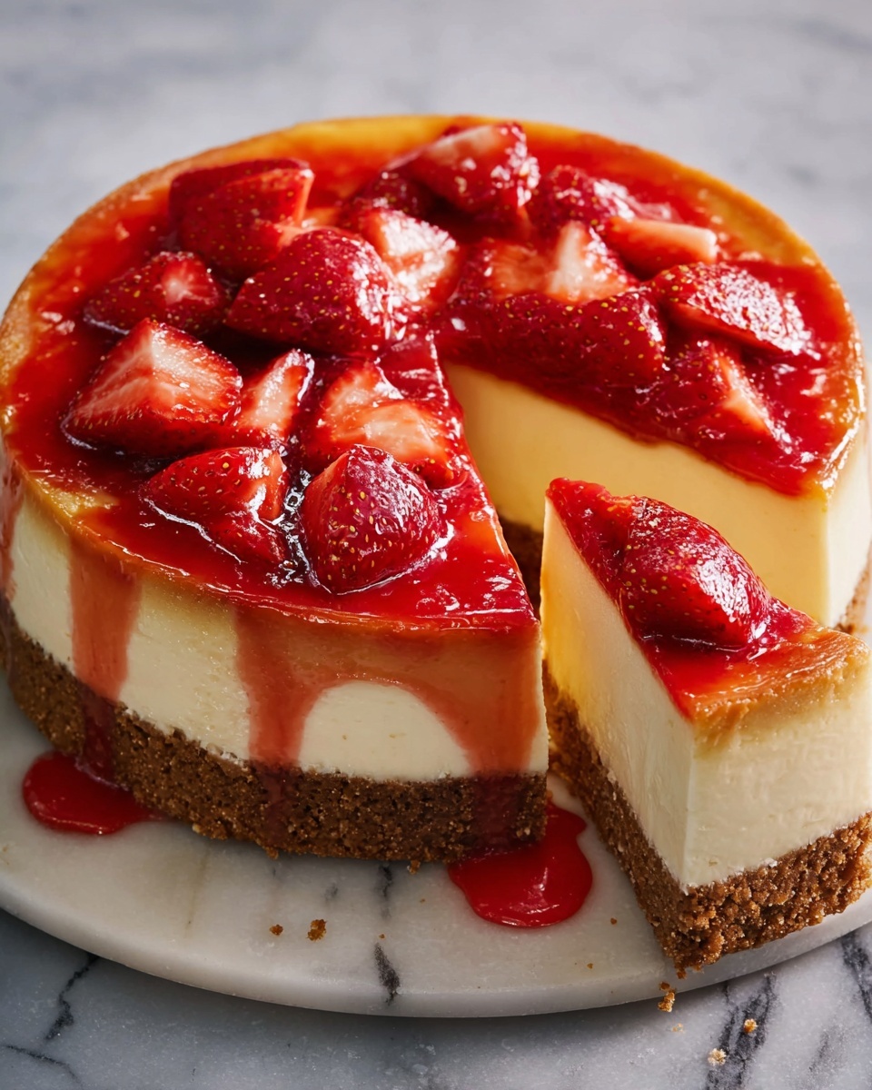 Next Level Baked Strawberry Cheesecake Recipe - Recipe Image