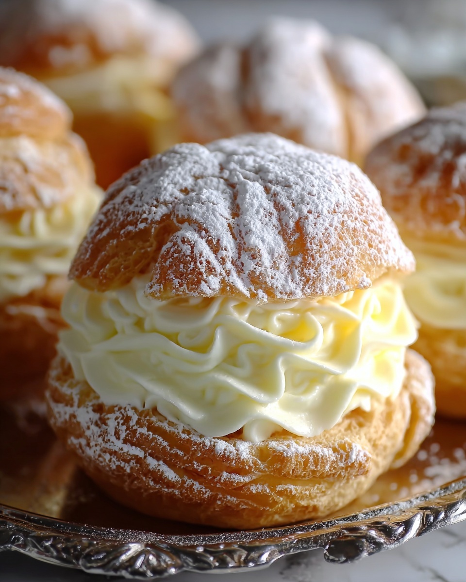 Cream Puffs with Vanilla Whipped Cream and Sweet Glaze Recipe - Recipe Image