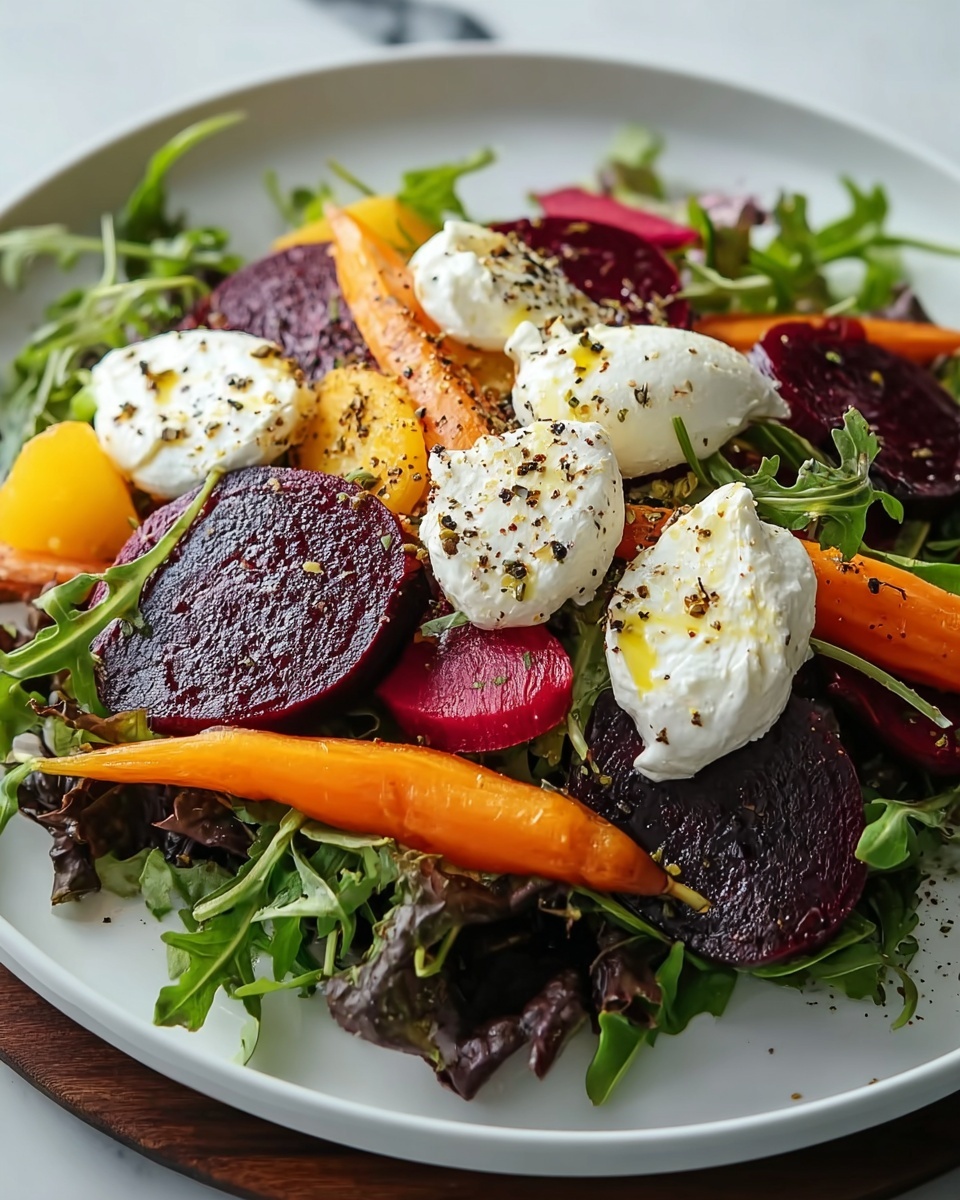 Roasted Beets and Carrots Salad with Burrata Recipe - Recipe Image