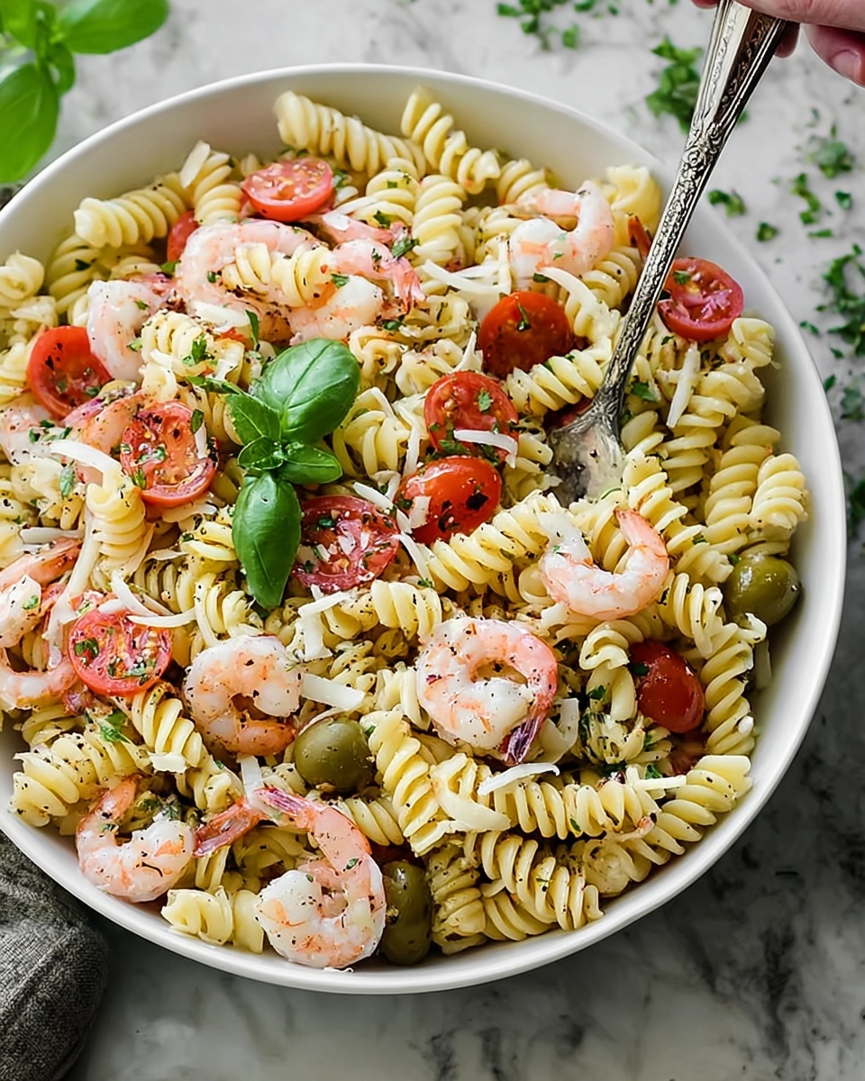 Italian Pasta Salad with Cherry Tomatoes, Cucumber, Bell Peppers, Olives, Mozzarella, and Salami Recipe - Recipe Image