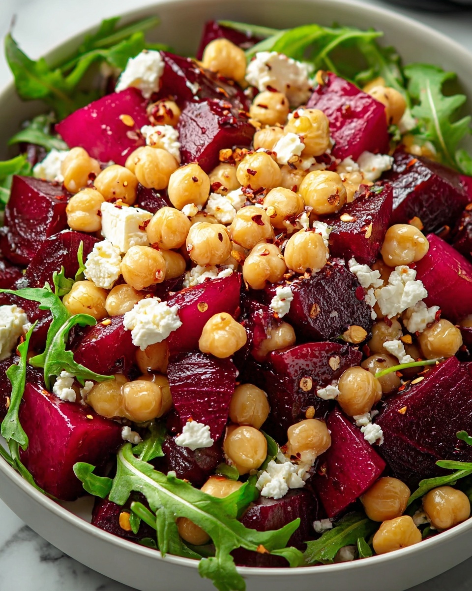 Chickpea, Beet & Feta Salad with Lemon-Garlic Vinaigrette Recipe - Recipe Image