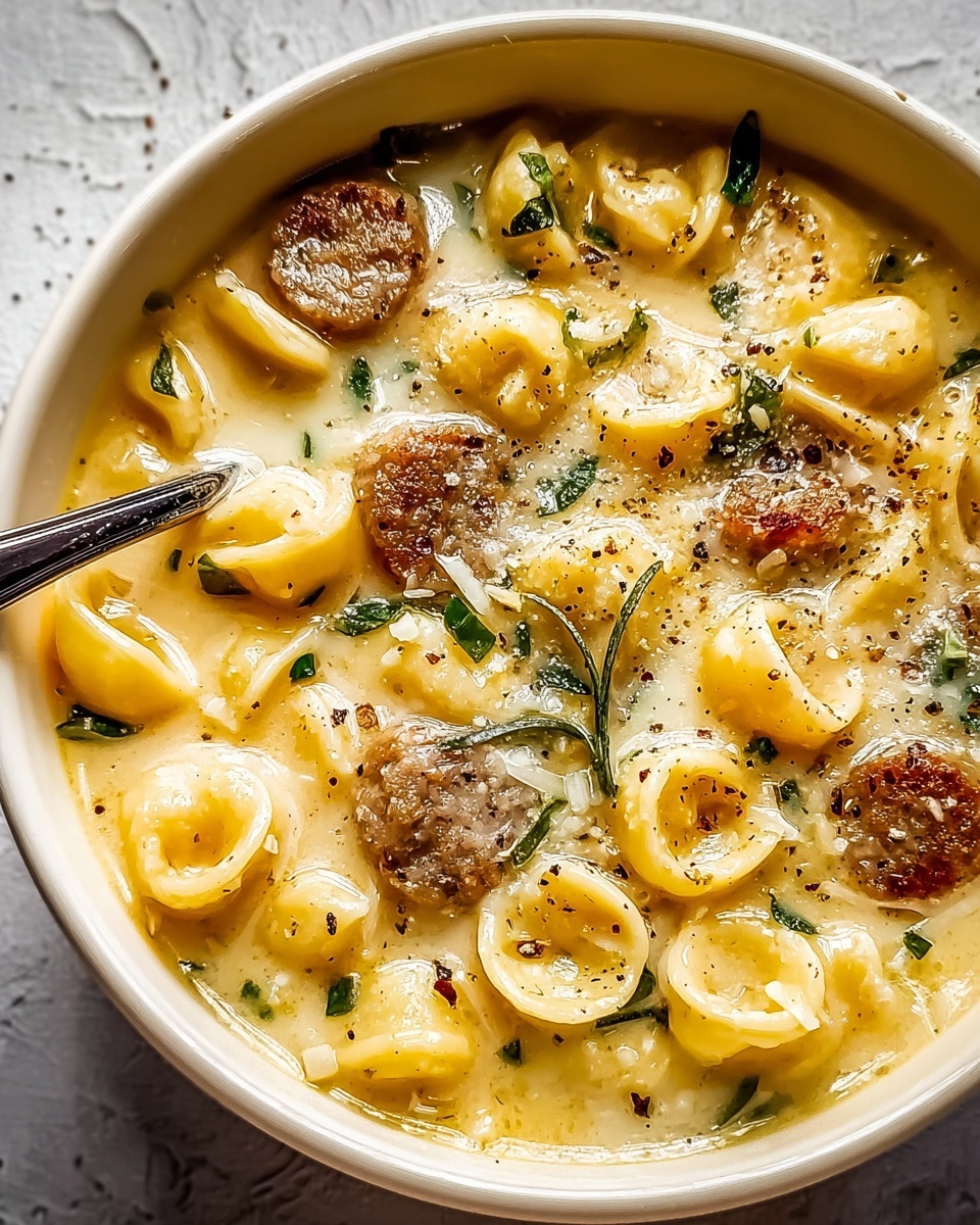 Creamy Parmesan Italian Sausage Ditalini Soup Recipe - Recipe Image