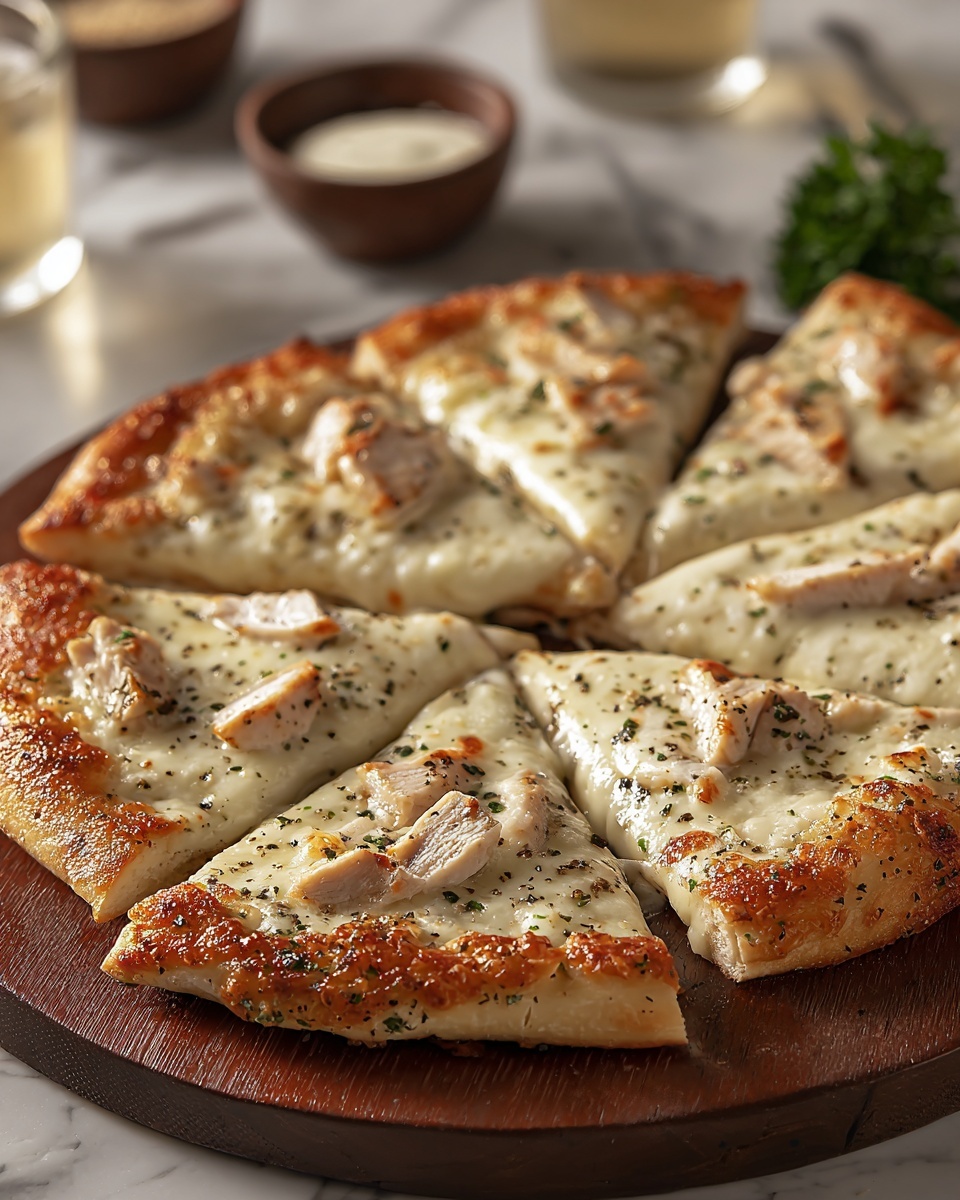 Roasted Garlic, Chicken & Herb White Pizza Recipe - Recipe Image
