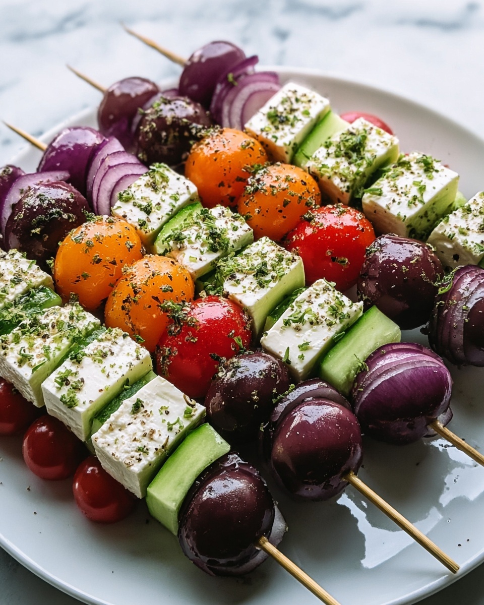 Greek Salad Skewers: A Fresh, Flavorful Bite-Sized Treat Recipe - Recipe Image