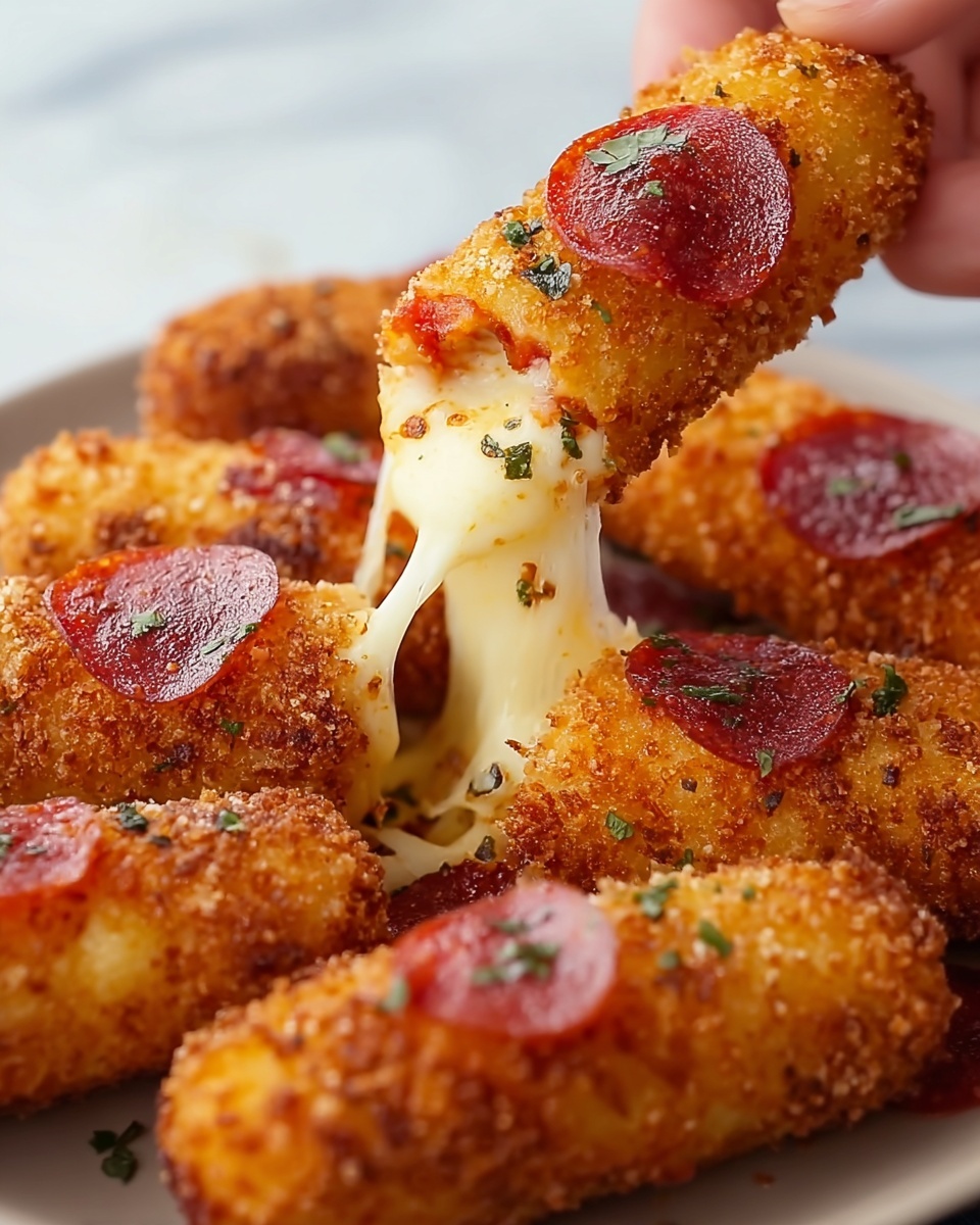 Pepperoni Pizza Mozzarella Sticks Recipe - Recipe Image