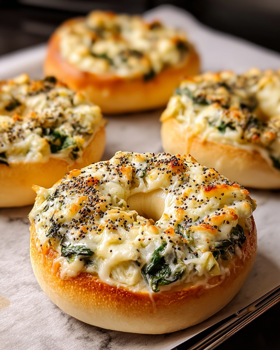 Cheesy Spinach-Artichoke Bagels Recipe - Recipe Image