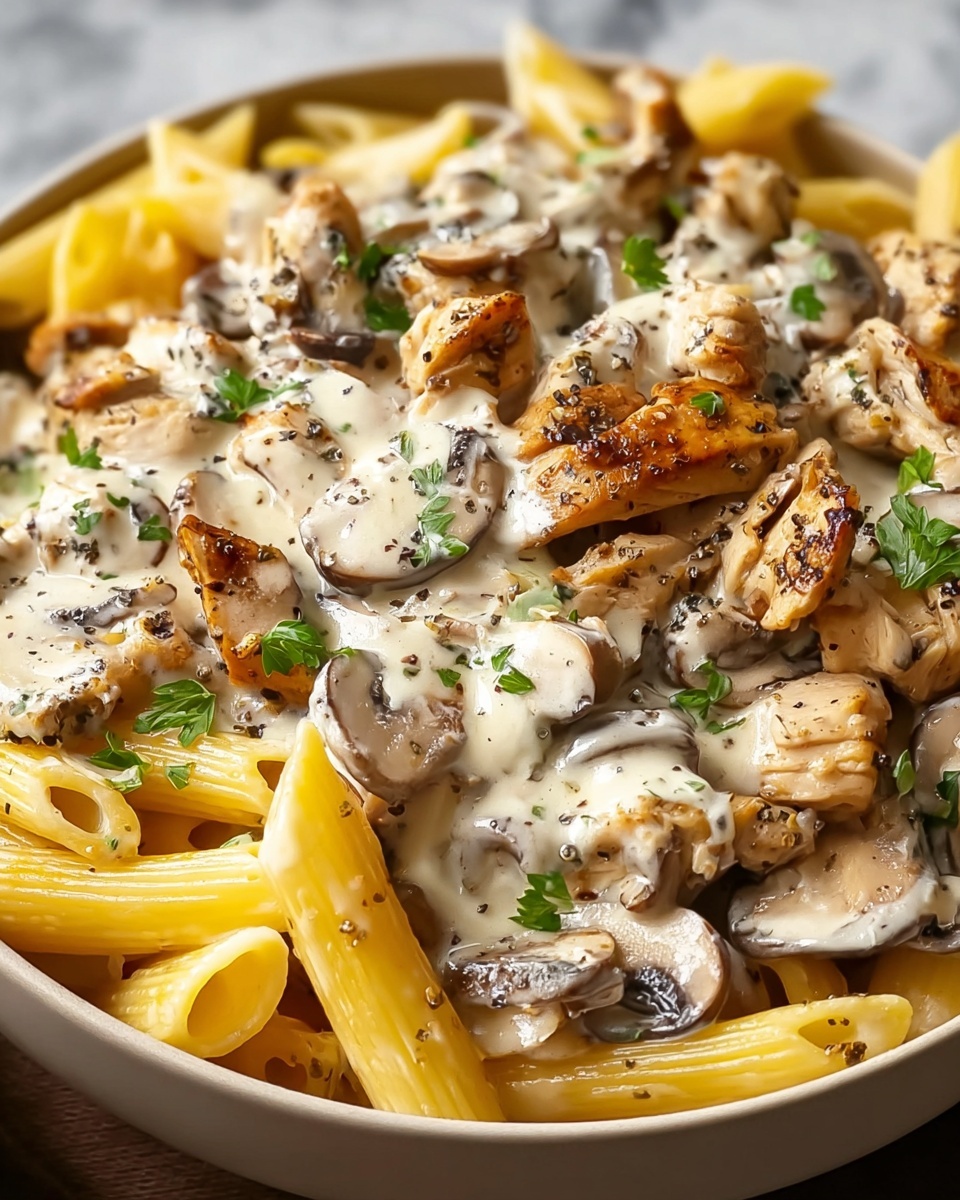 Creamy Chicken & Mushroom Pasta Recipe - Recipe Image