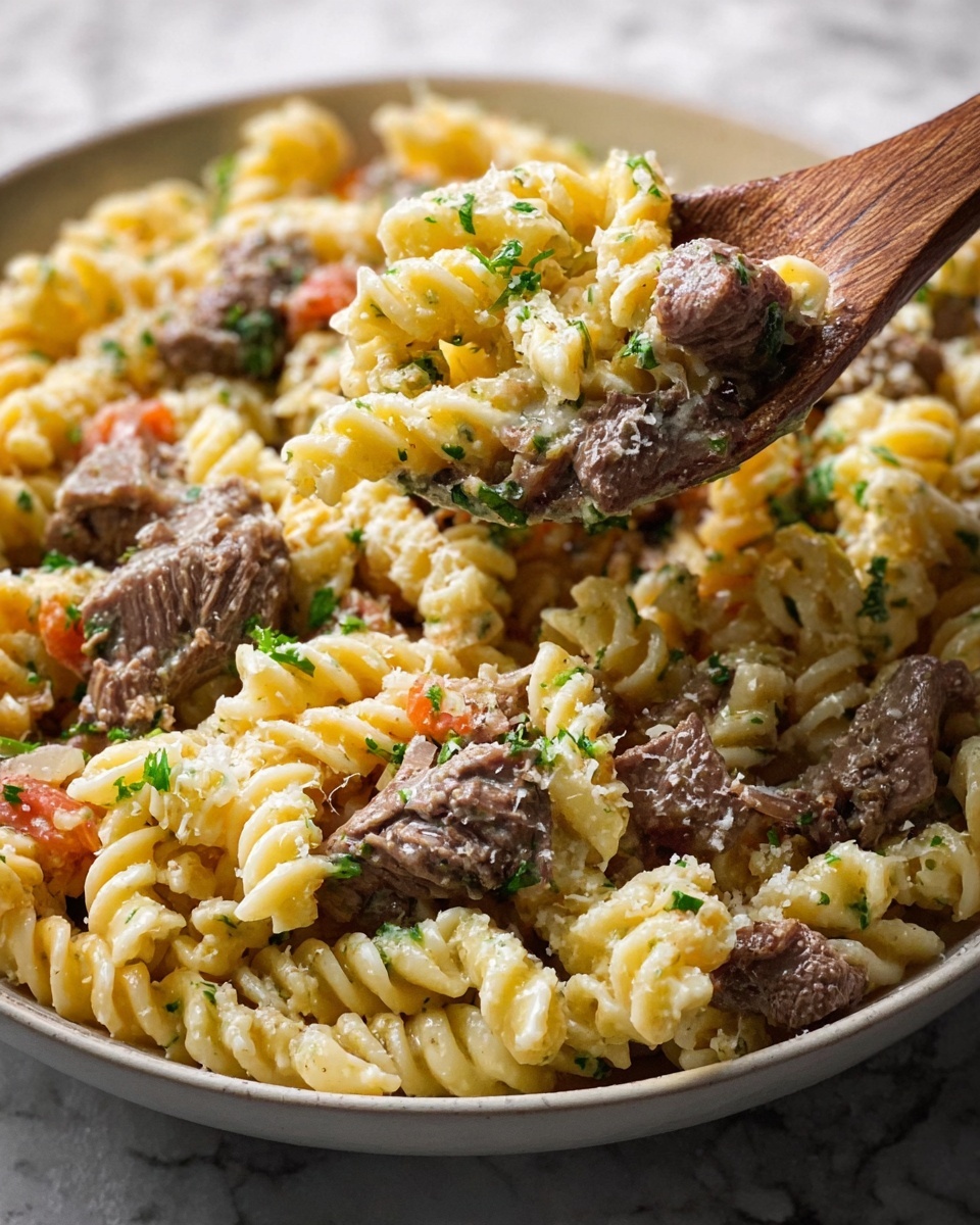 One Pot Beef and Garlic Butter Pasta Recipe - Recipe Image