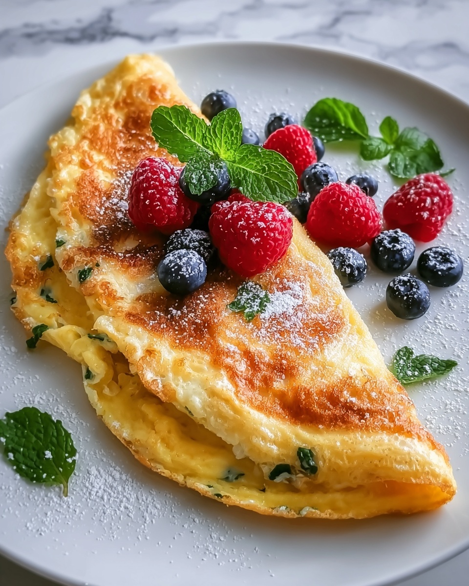 Slovenian Sweet Omelette with Cranberry Jam and Fresh Berries Recipe - Recipe Image