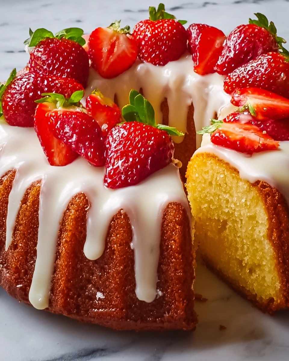 Lemon Cream Cheese Strawberry Pound Cake Recipe - Recipe Image