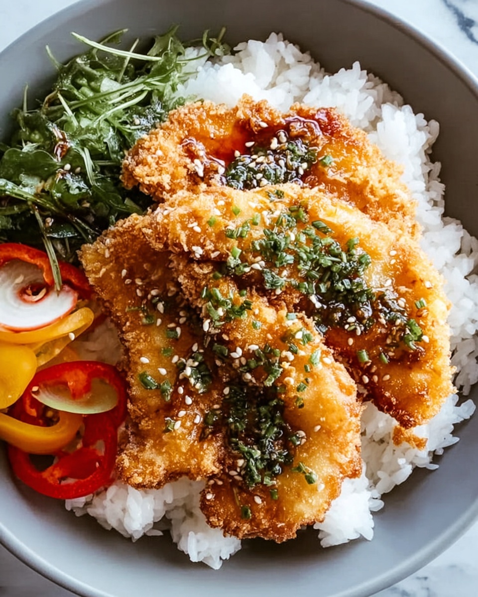 Crispy Halibut Tempura with Japanese Pickles & Spring Onion Rice Recipe - Recipe Image
