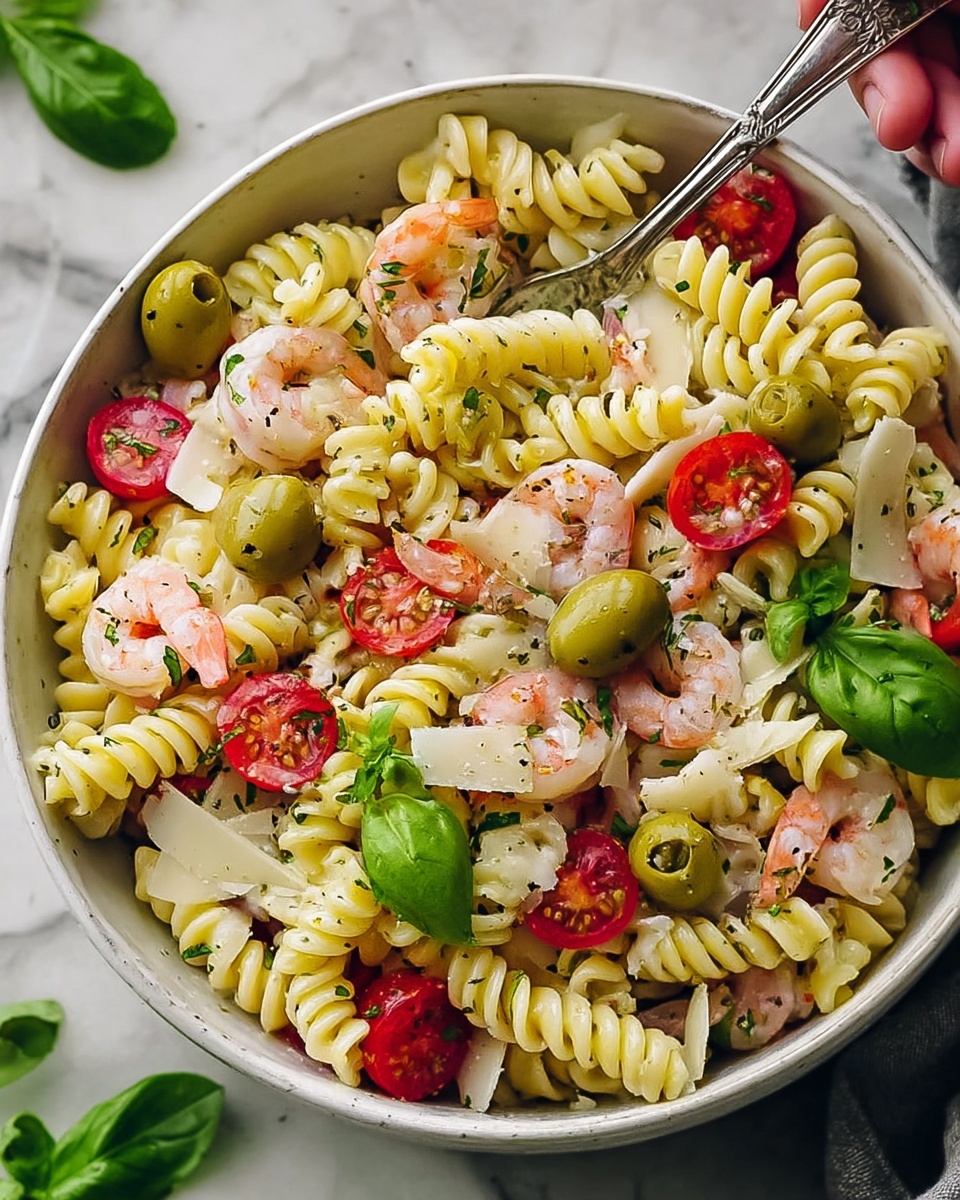 Italian Pasta Salad with Cherry Tomatoes, Cucumber, Bell Peppers, Olives, Mozzarella, and Salami Recipe - Recipe Image