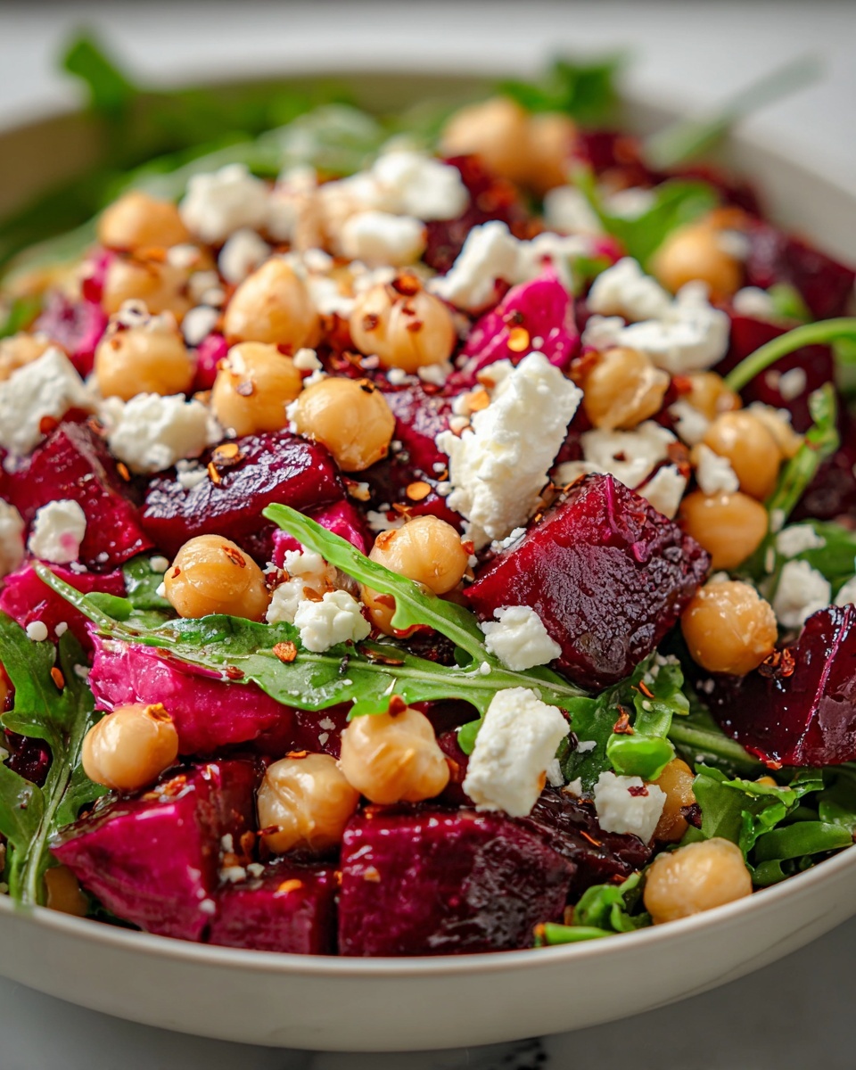 Chickpea, Beet & Feta Salad with Lemon-Garlic Vinaigrette Recipe - Recipe Image